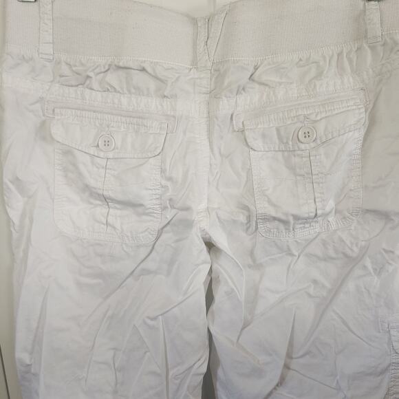 Maurices White Cargo Capri Drawstring Hem Pants Size Medium - Picture 5 of 6